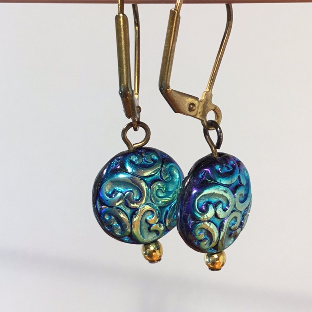 Vintage Turquoise Blue Glass Earrings